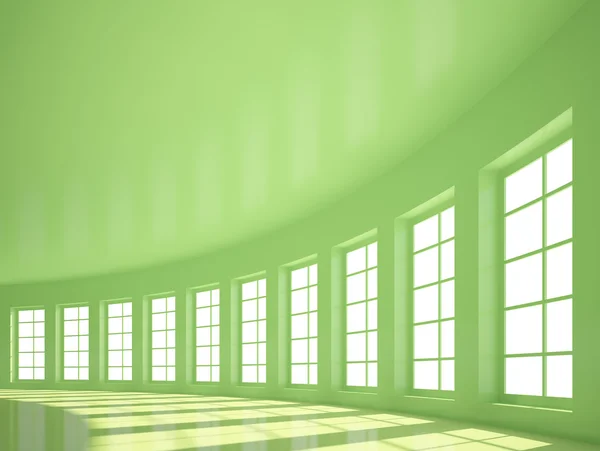 Green Empty Hall Windows — Stock Photo, Image
