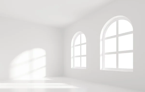 Illustratie Van Witte Kamer Met Windows — Stockfoto
