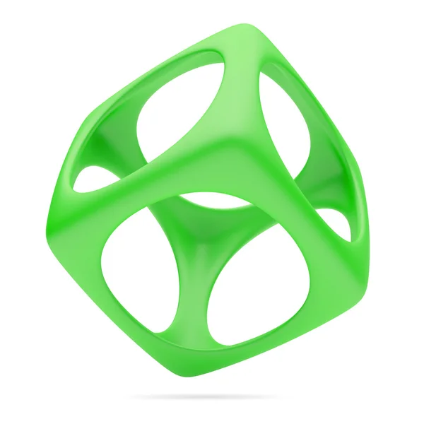 Abstrato Cubo Verde Isolado Fundo Branco — Fotografia de Stock