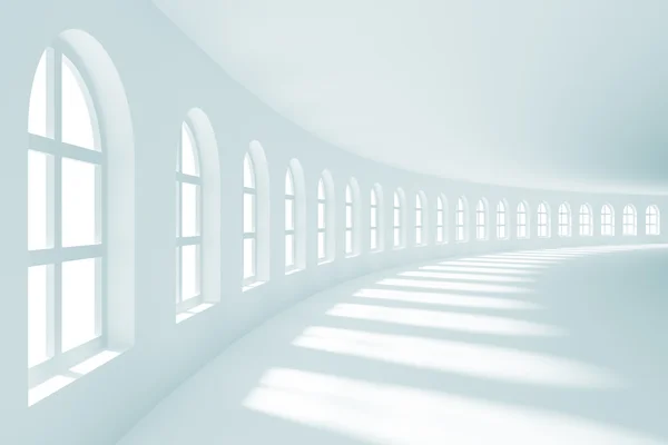 Трехмерная Иллюминация Большого Зала Окнами — стоковое фото
