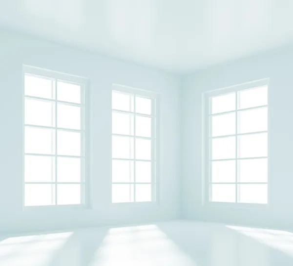 Illustratie Van Lege Witte Kamer Met Windows — Stockfoto