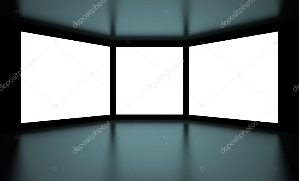 3d Illustration of White Screens on Black Background