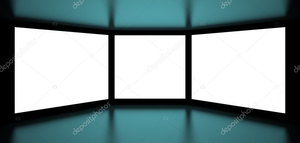 3d Illustration of White Screens on Black Background