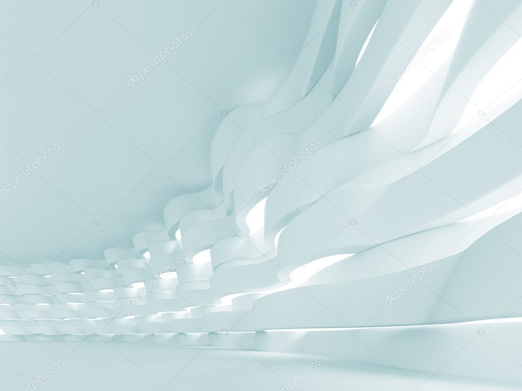 3d Illustration of Blue Futuristic Interior Background
