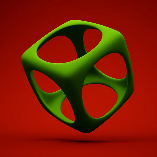 Illustrazione Del Cubo Astratto Verde Rosso — Foto Stock