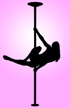 Pole Dancing - Sexy silhouette of young girl clipart