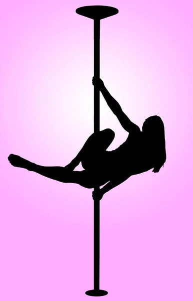 Pole dancing - sexig silhuetten av ung flicka Royaltyfria Stockfoton
