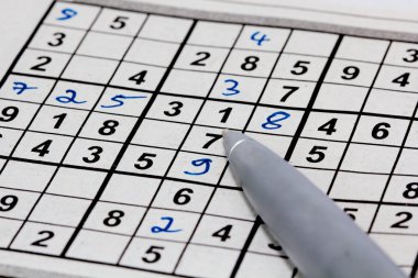 Sudoku with pen clipart