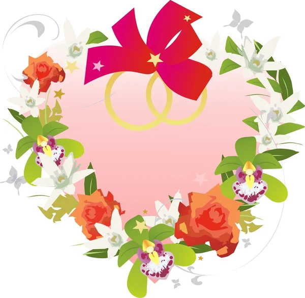 Coeur de mariée rose — Image vectorielle