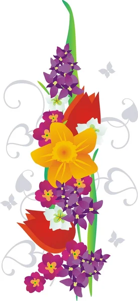 Guirlande Fleurs Printemps — Image vectorielle