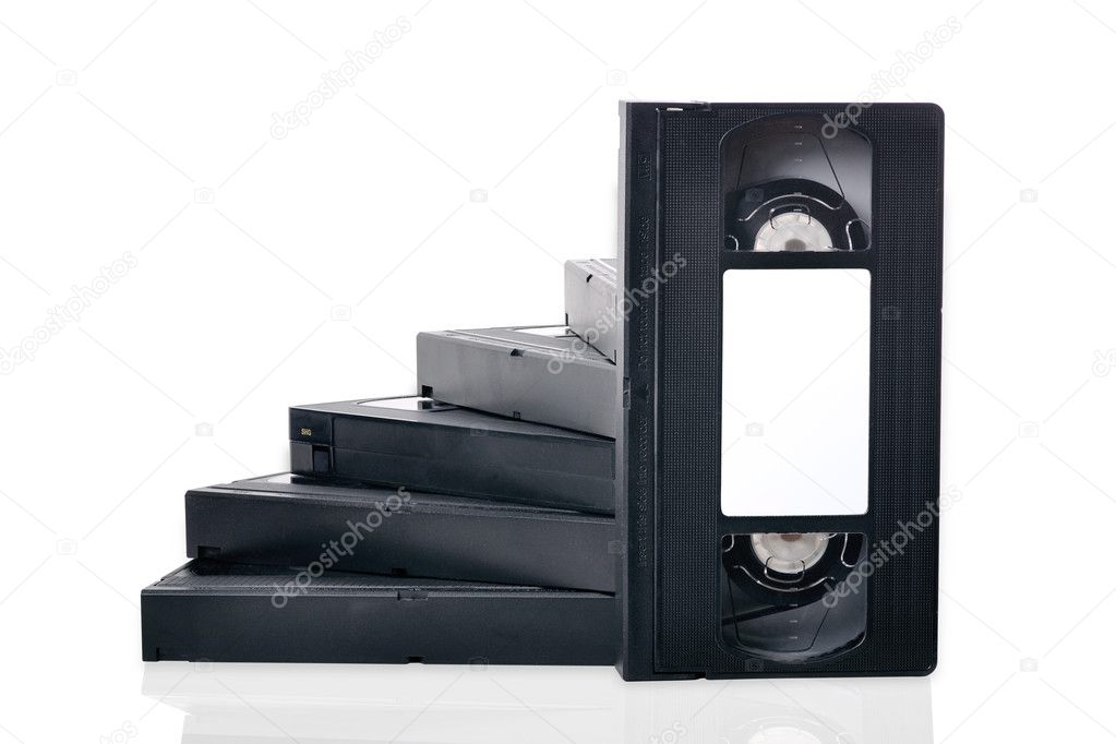 Step of the videotapes on a white background
