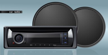 Vector car radio with speakers clipart