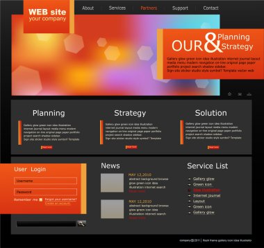Vector Web site for business. Black with green sprout