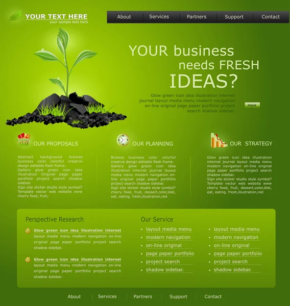 Vektor Web site üzleti. zöld zöld hajtás — Stock Vector