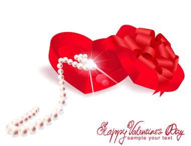 Vector gift box-heart with pearl clipart