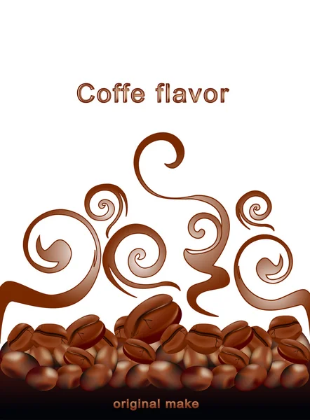 Vector Gebakken Warme Koffie Bonen Witte Achtergrond Met Patronen — Stockvector