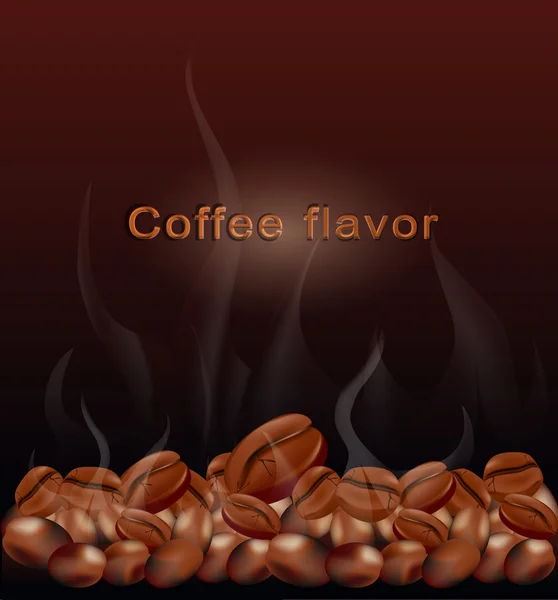矢量炒热咖啡黄豆棕色背景上 — 图库矢量图片