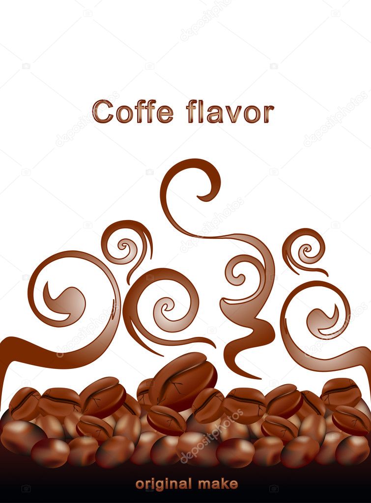 Vector fried hot coffee beans on white background with patterns