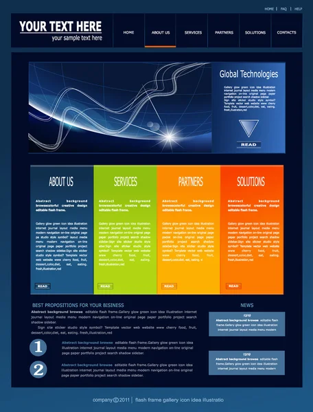 矢量暗蓝色网站有关的业务和全球技术 — 图库矢量图片