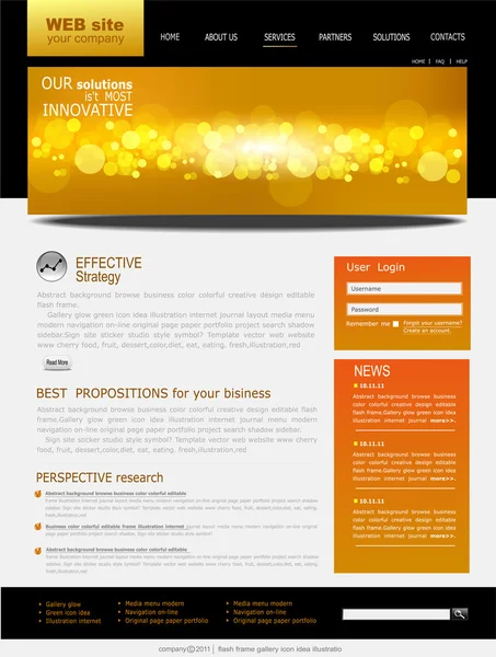 Черный Желтый Вектор Web Site Business — стоковый вектор
