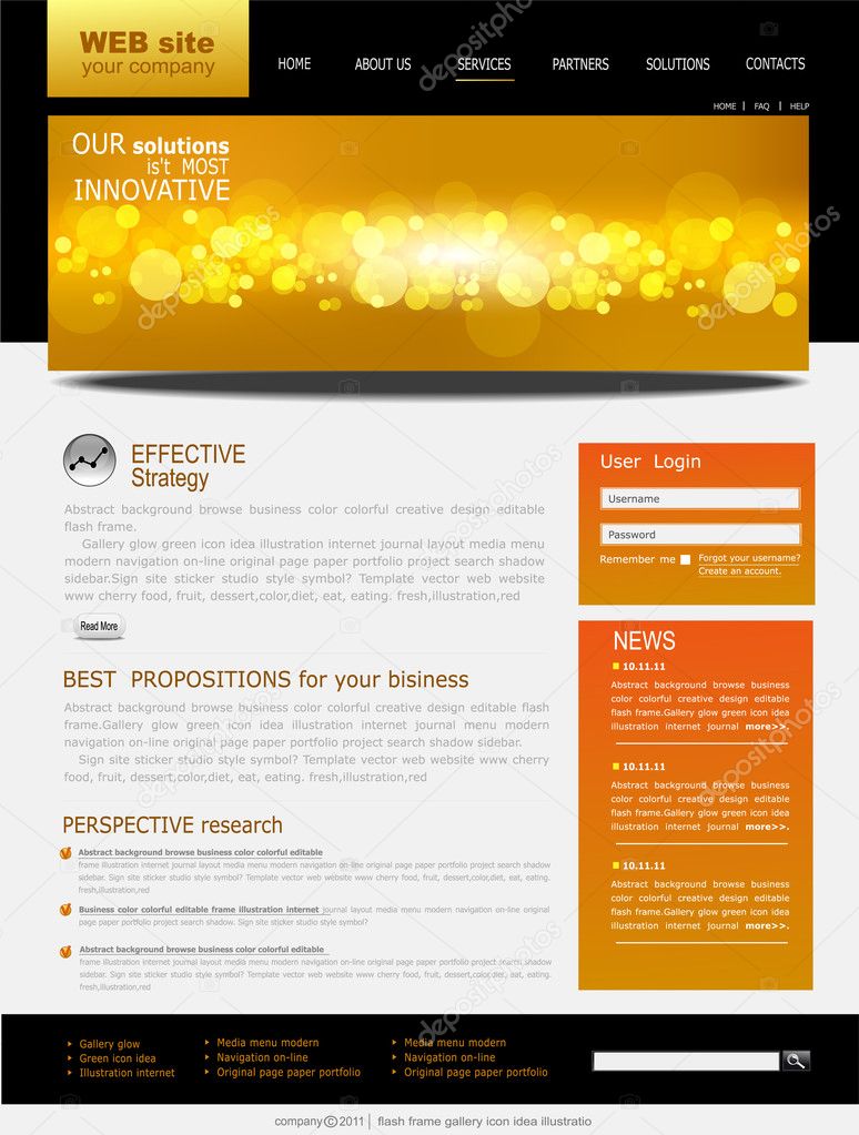 Black and yellow Vector Web site for business