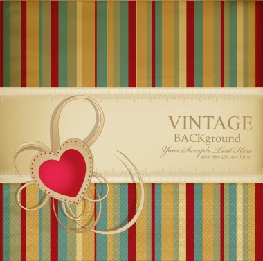 Congratulation vector retro background with ribbon, heart on a s clipart