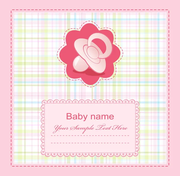 Vector rosa felicitación bebé para las niñas — Archivo Imágenes Vectoriales