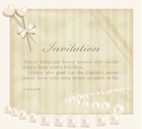 Invitation vectoriel fond rétro avec rubans, fleurs, feuilles — Image vectorielle
