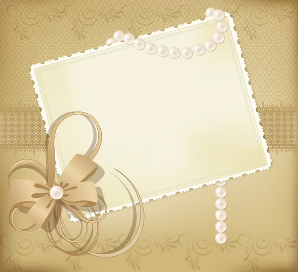 祝贺黄金矢量复古背景的彩带，与珍珠, — 图库矢量图片