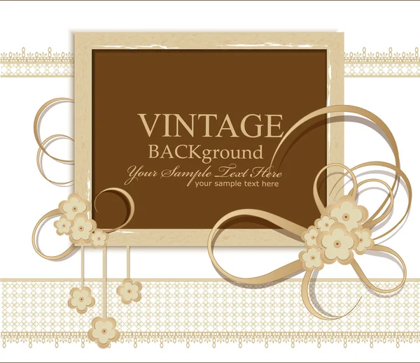 Vector de felicitación fondo vintage con cintas, flores , — Archivo Imágenes Vectoriales