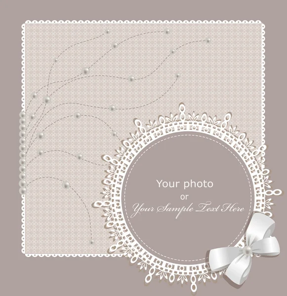 Vector lace picture frame on a beige background — Stock Vector