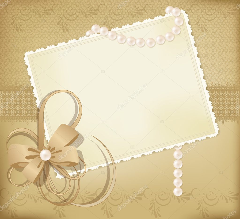 Congratulation gold vector retro background with ribbons,pearls,