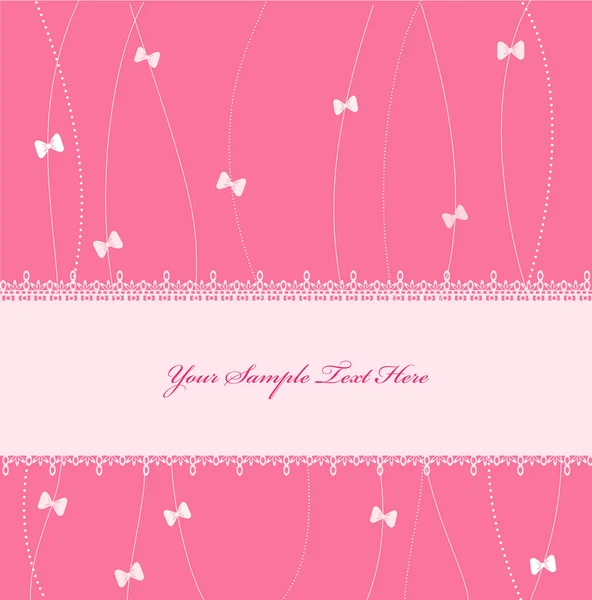 Tarjeta de felicitación Vector rosa con cintas y encaje — Archivo Imágenes Vectoriales