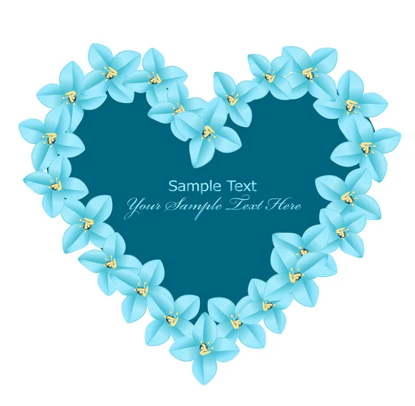 Vector hart bestaande uit blauwe bloemen op een witte achtergrond — Stockvector