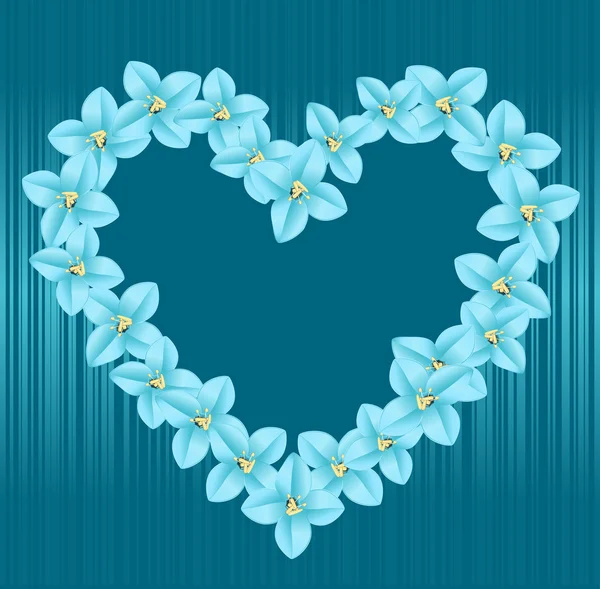 Coração vetorial composto por flores azuis — Vetor de Stock