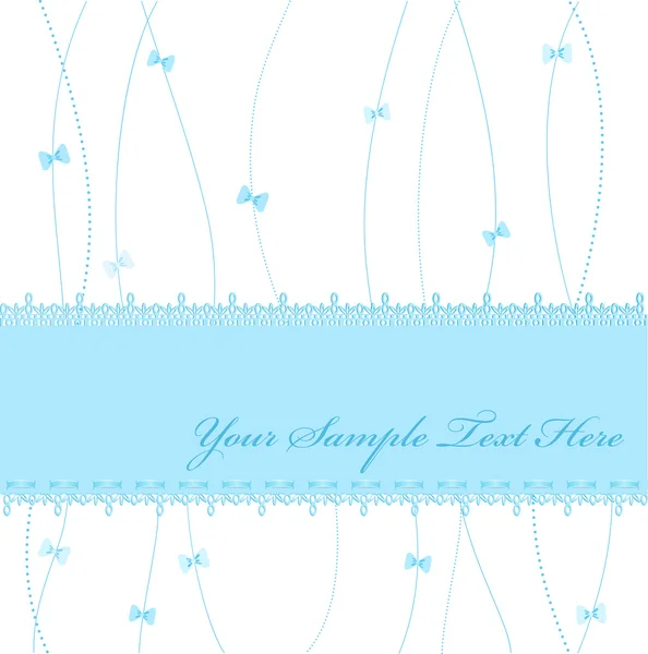 Blue Vector greeting card with ribbons and lace — Stock Vector