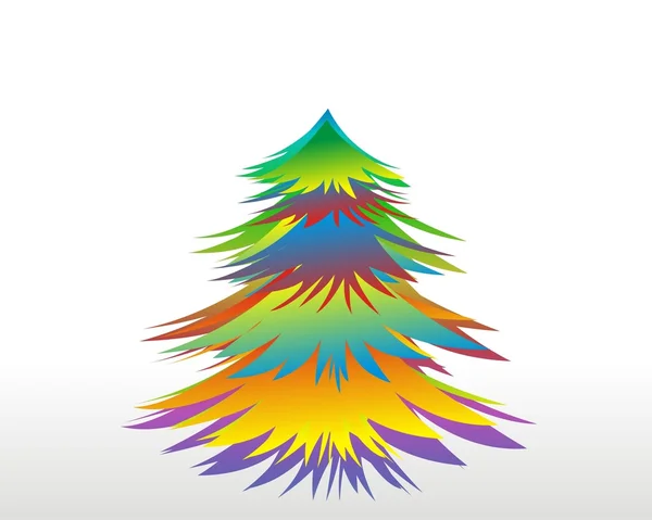 Vetor Árvore colorida de Natal ou Ano Novo com flocos de neve —  Vetores de Stock