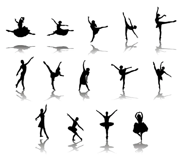 Siluetas de bailarinas — Archivo Imágenes Vectoriales