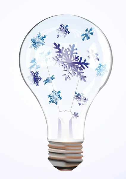 De lamp met vliegen snowlakes — Stockvector