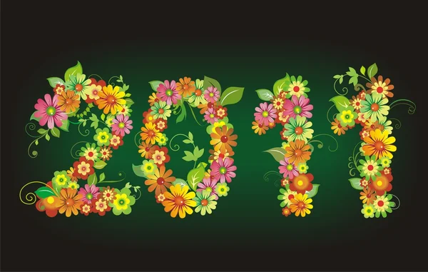 2011 cartão floral — Vetor de Stock