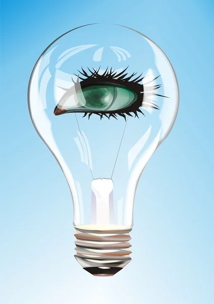 Vector Green eye in bulb — Stock Vector