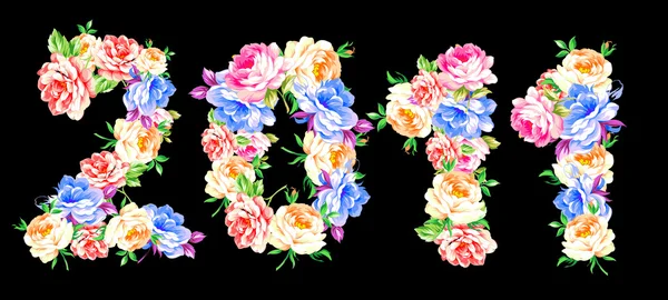 2011 cartão floral com flores — Vetor de Stock