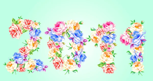 2011 Cartão Floral Com Flores —  Vetores de Stock