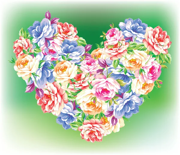 Сердце из цветов — стоковый вектор