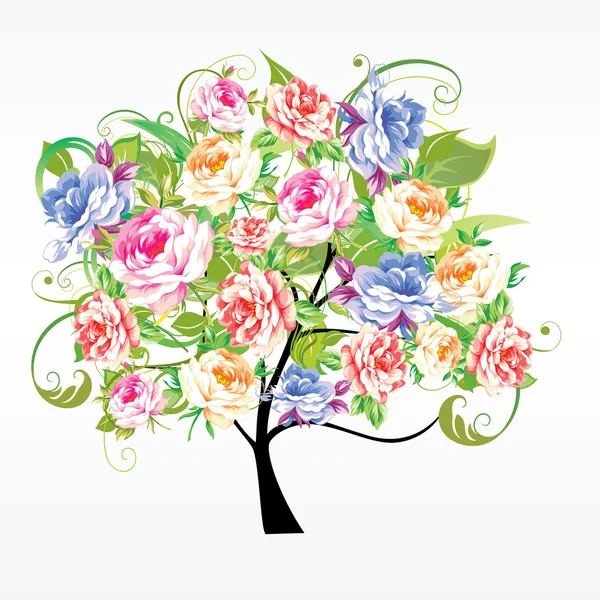 Árbol colorido de flores — Archivo Imágenes Vectoriales