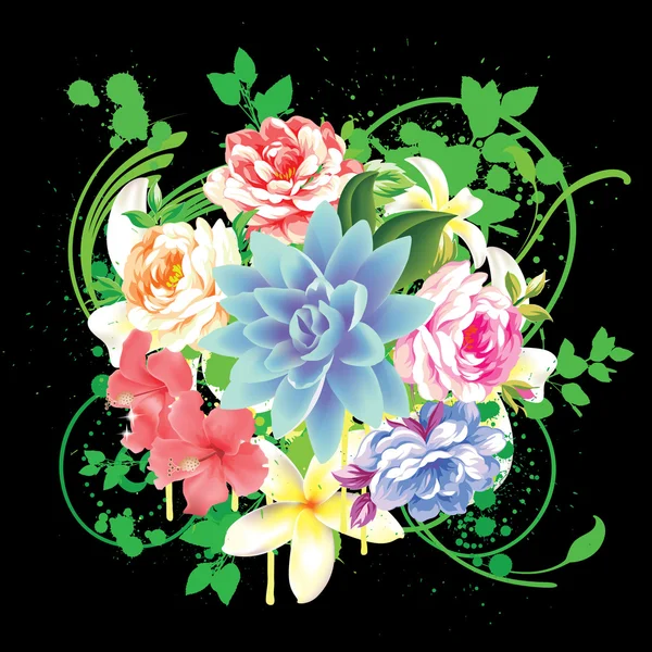 Fundo floral colorido com flores — Vetor de Stock