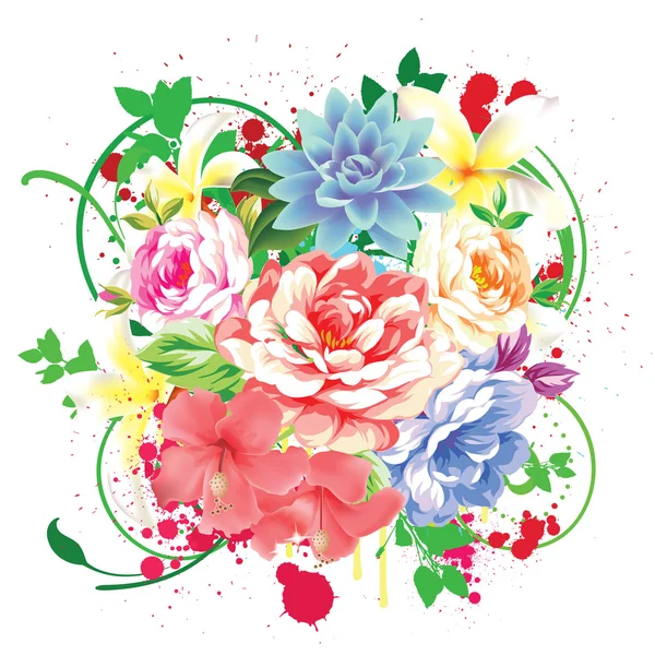 Kleurrijke bloemen achtergrond met bloemen — Stockvector