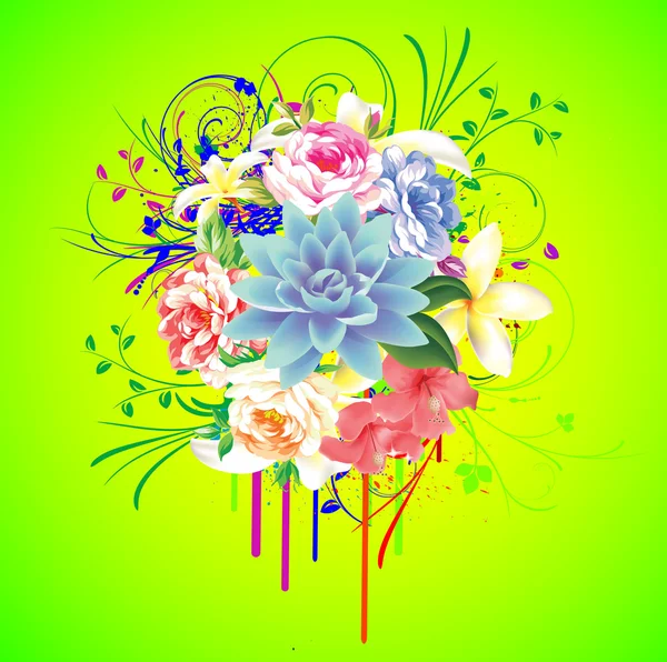 Fundo Floral Colorido Com Flores —  Vetores de Stock