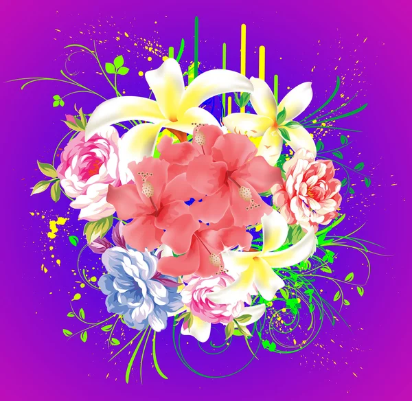 Colorful floral background with flowers — Stock Vector