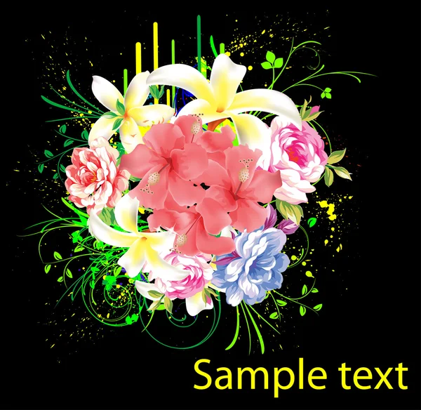 Fond floral coloré avec des fleurs — Image vectorielle